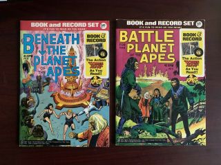 Battle For & Beneath The Planet Of The Apes Book And Record Comic1974