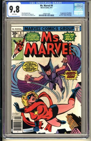 Ms.  Marvel 9 Cgc 9.  8 Wp Nm/mt Marvel Comics 1977 (vol 1) 1st App Deathbird
