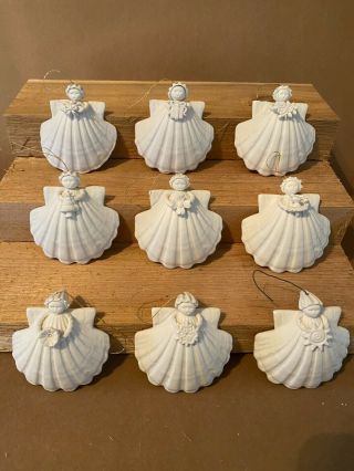 Margaret Furlong Set Of Nine Angel Shell Ornaments