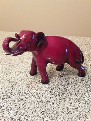 Vintage Royal Doulton Flambe 5 Inch Red Elephant Ceramic Figurine From England