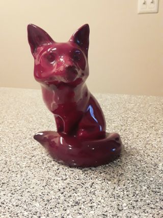 Vintage Royal Doulton Flambe 6.  5 Inch Red Fox Ceramic Figurine From England