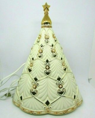 Lenox Florentine & Pearl Lighted Musical Tree,  Plays " Oh Christmas Tree ",  12 "