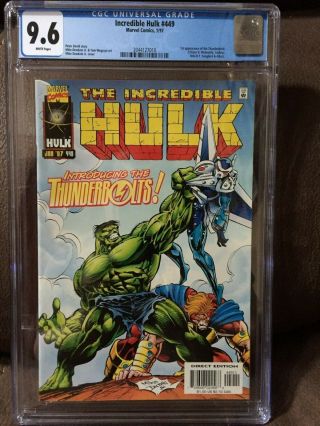 Incredible Hulk 449 Cgc 9.  6 White Pages 1st Thunderbolts