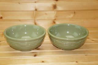 Longaberger Woven Traditions Sage Green (2) Cereal Bowls,  6 ",  All Purpose