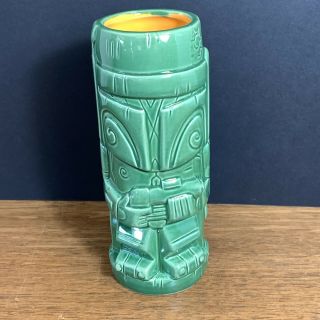 Geeki Tiki Star Wars Boba Fett 16 Oz Green Ceramic Drinking Mug 2015 7.  25 "