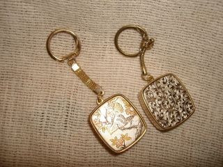 2 Vintage Sankyo Music Box Key Ring Keychains