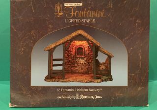 Fontanini Lighted Stable For Nativity Set 5 " Scale 2001 Christmas Heirloom 50520