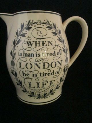 Wedgwood Pitcher The London Jug Ivory " When A Man Is Tired Of London " Pitcher 8 "
