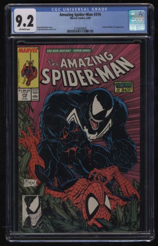 Spider - Man 316 Cgc 9.  2 Ow Pgs 1st Venom Cover Todd Mcfarlane Marvel