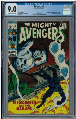 The Avengers 62 Cgc 9.  0 1st Black Panther Solo 1st Appearance Of Man - Ape M 