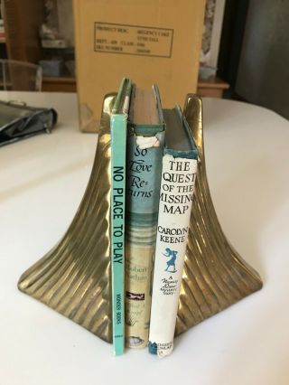 Vintage Brass Dara Pyramid Style Mcm Bookends Set Of Two Korea