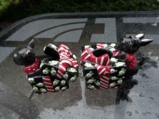 Mary Engelbreit Ceramic Scottie Dog Candle Holders,  Set Of Two
