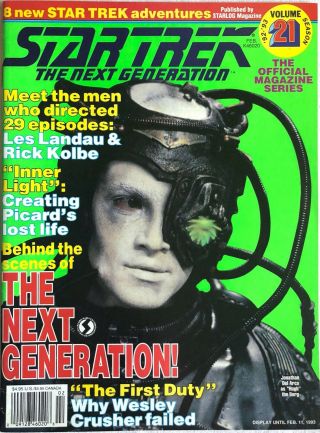 Star Trek The Next Generation Vol 21 Feb 1992 Jonathan Del Arco /hugh Borg Cover