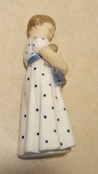Vintage ROYAL COPENHAGEN Denmark 3539 Figurine Girl with Doll polka dots 2