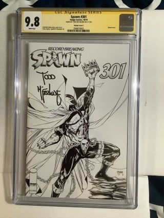 Image Spawn 301 Sketch Variant Cover Cgc 9.  8 Ss Todd Mcfarlane Signed
