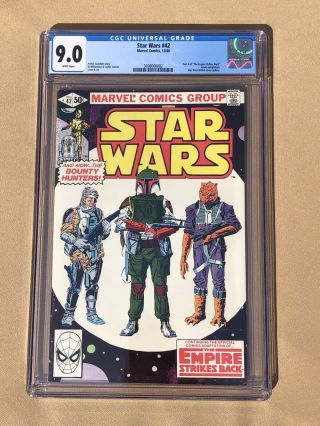 Marvel Comics Star Wars 42 Cgc 9.  0 Vf/nm White Pages First Appearance Boba Fett