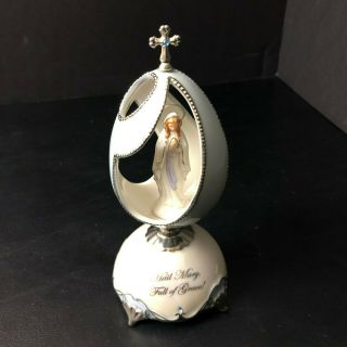 Our Lady Of Lourdes Music Box Hector Garrido Blessing Of Mary Heirloom Porcelain