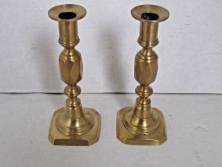 Antique King Of Diamonds Brass Push Up Candle Holders 7 " Tall
