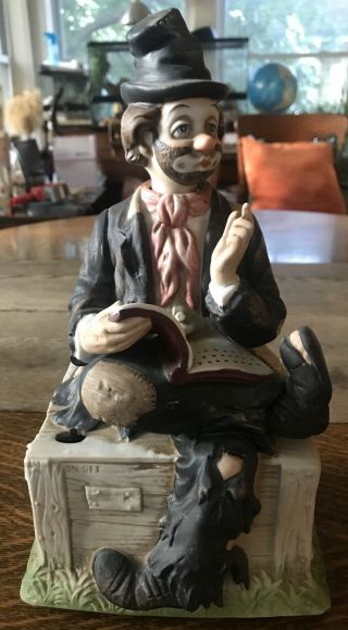 Waco Melody In Motion Willie The Whistler Porcelain Musical Hobo Clown Reading