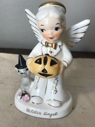 Napco 1955 October Angel Figurine Boy W/jack O’lantern Vgc National Potteries