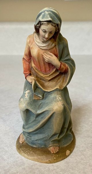 Anri Wood Carving 4 1/2” Nativity Virgin Mary Madonna Figurine Made In Italy