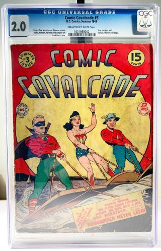 1943 Dc Comic Cavalcade 3 Comic Book - Cgc 2.  0 Cream/ow Pages
