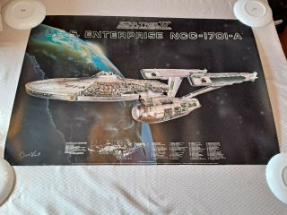 Vintage 1986 Star Trek 4 Enterprise Poster Signed David Kimball