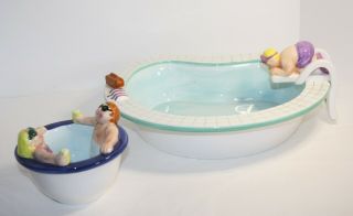 Lotus Hot Tub & Swimming Pool Chip & Dip Serving Bowls 1995
