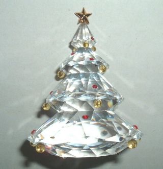 Swarovski Swan Signed Crystal Christmas Tree Figurine With Tiny Crystal Balls