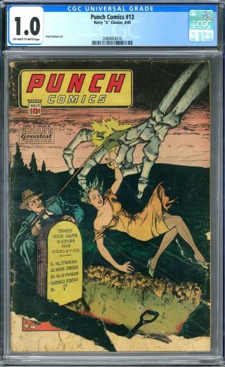 Punch Comics 13 Cgc 1.  0 (ow - W) Paul Gattuso Art Skeleton Hand Cover