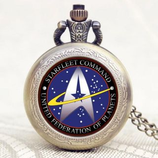 Star Trek Theme Pocket Watch With Necklace Chain