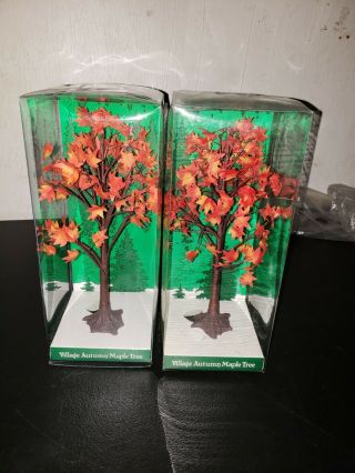 (2) Department 56 Village Autumn Maple Trees General Accessory Fall/halloween