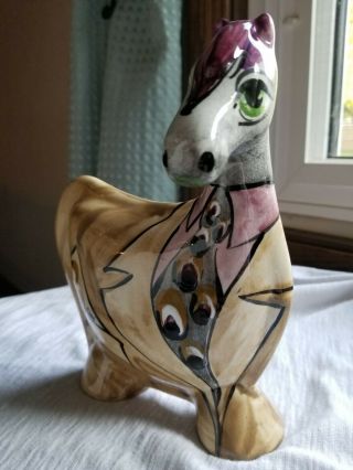 Turov Signed Hand Painted Horse Art Ceramic Figurine Statue Animals Suit And Tie