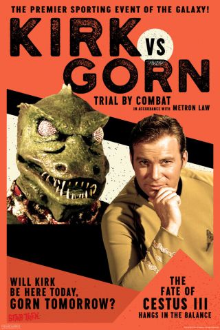 Star Trek Kirk Vs Gorn Trial By Combat Fight Poster 12x18 Inch Poster - 12x18