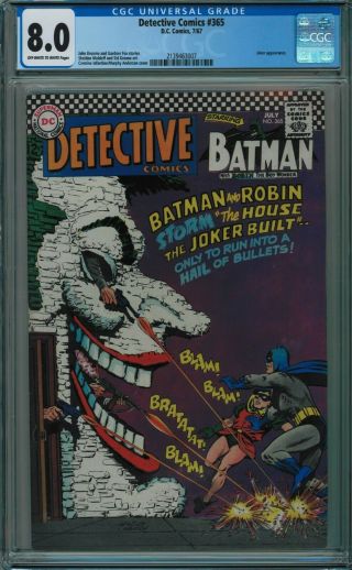 Detective Comics 365 Cgc 8.  0 Classic Joker Cover Ow - W Pages 1967