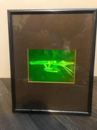 Star Trek Enterprise Ncc - 1701 Matted Hologram.  8x10 Metal Frame