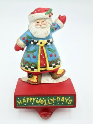 Mary Engelbreit Christmas Stocking Holder Cast Iron Santa Claus Happy Jolly Days
