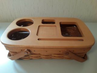 Longaberger 1999 Basket With Cup Holder Lid And Protector Car Organizer