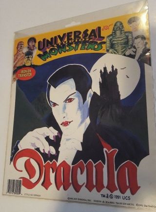 1992 Universal Studios Monsters Dracula Iron - On T - Shirt Transfer W/ Bonus