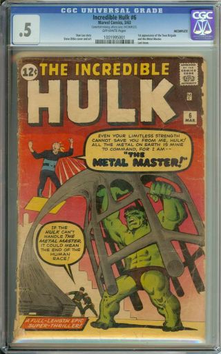 Incredible Hulk 6 Cgc 0.  5 Ow Pages