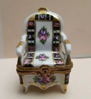 Limoges France Peint Main Trinket Box Chair