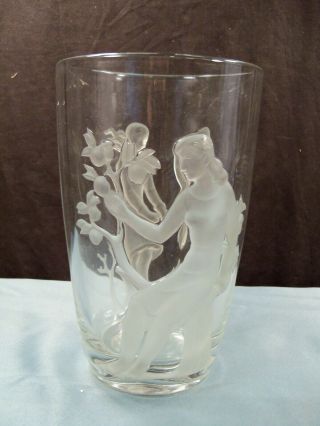 Verlys Art Glass Summer & Winter Crystal Vase Signed & Dated 1940