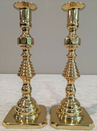 Two 9.  5 Inch Baldwin Brass Candlestick - Both are in EUC High Polished Brass 2