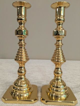 Two 9.  5 Inch Baldwin Brass Candlestick - Both are in EUC High Polished Brass 3