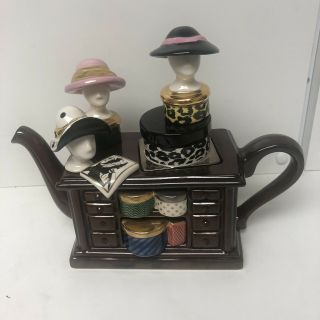 Tony Carter Limited Edition Vogue Hats Ceramic Collectible Teapot Lg Handcrafted