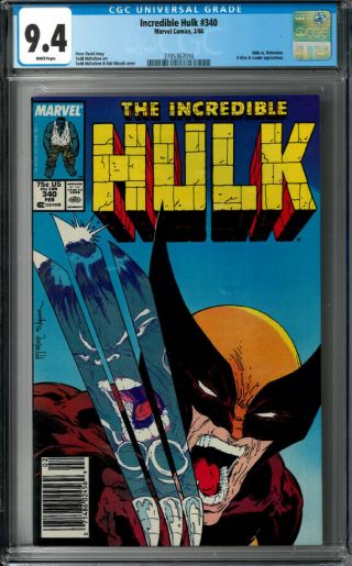 Incredible Hulk 340 Cgc 9.  4 White Pages Classic Mcfarlane Cover Wolverine