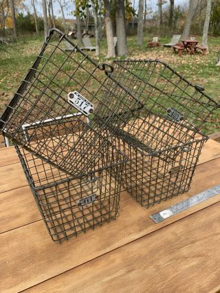 Set Of 4 Vintage Wire Metal Industrial Gym Locker Baskets