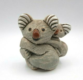 Vintage Artesania Rinconada Koala Mother And Baby Uruguay Art Pottery Figurine
