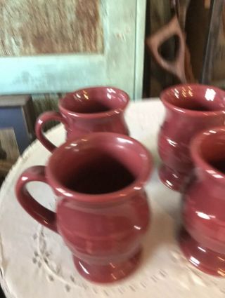 4 Longaberger Paprika Pottery Footed Mugs Coffee