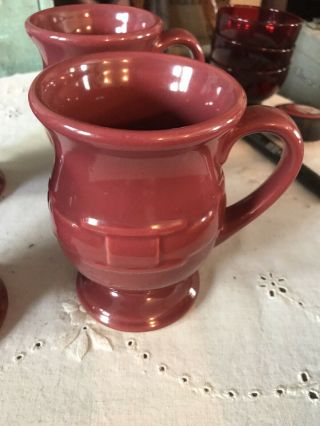 4 Longaberger Paprika Pottery Footed Mugs Coffee 2